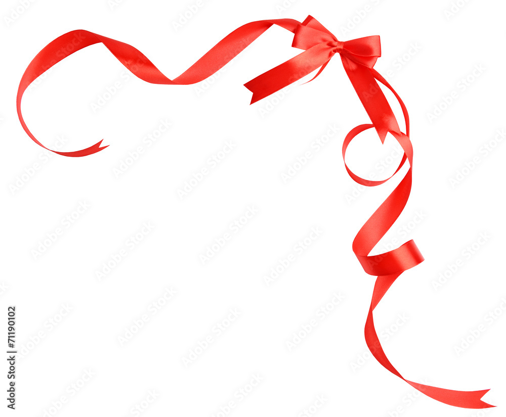Shiny red satin ribbon and bow isolated on white Shiny red satin ribbon and bow isolated on white