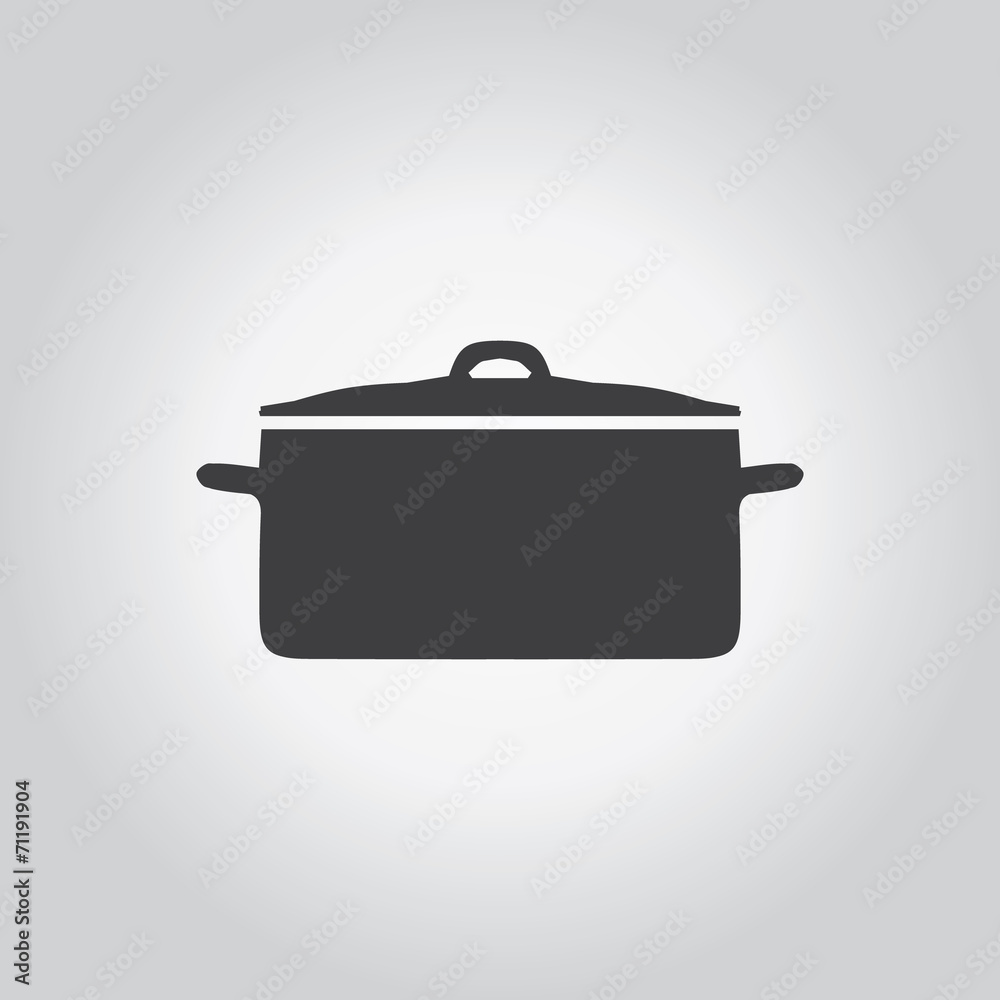 Cooking pot icon. Kitchen black grey icons set. Flat design styl Cooking pot icon. Kitchen black grey icons set. Flat design styl
