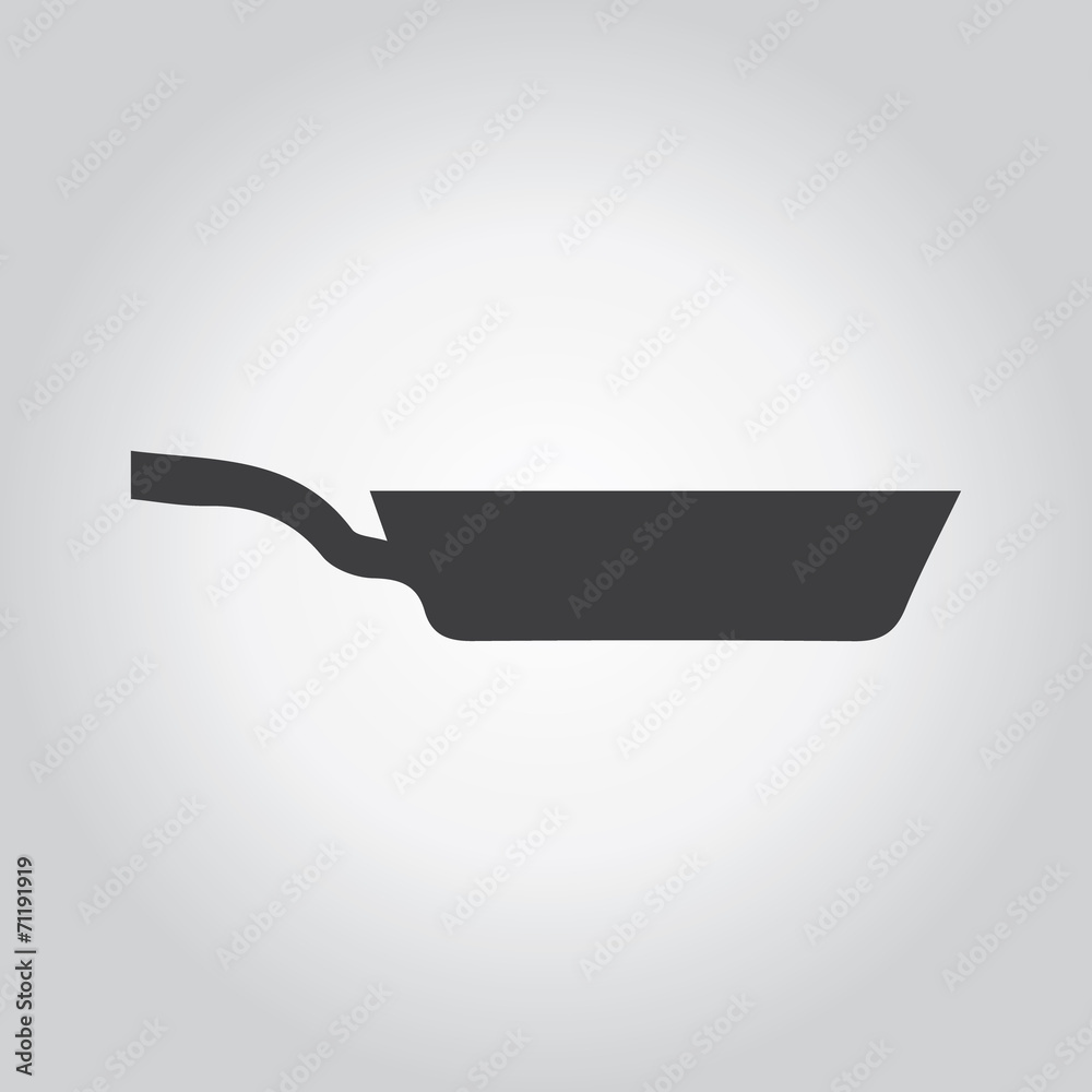 Frying pan icon. Kitchen black grey icons set. Flat design style Frying pan icon. Kitchen black grey icons set. Flat design style