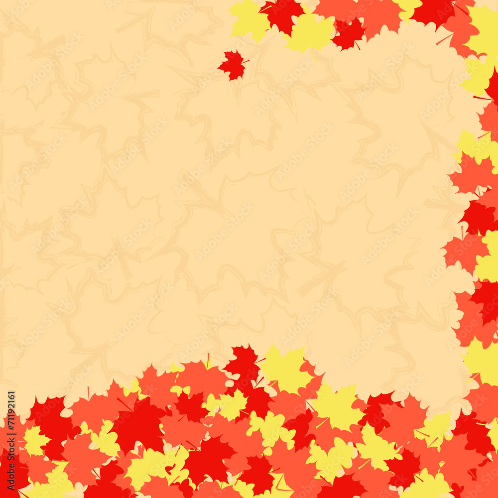 autumn background with a border made of maple leaves autumn background with a border made of maple leaves