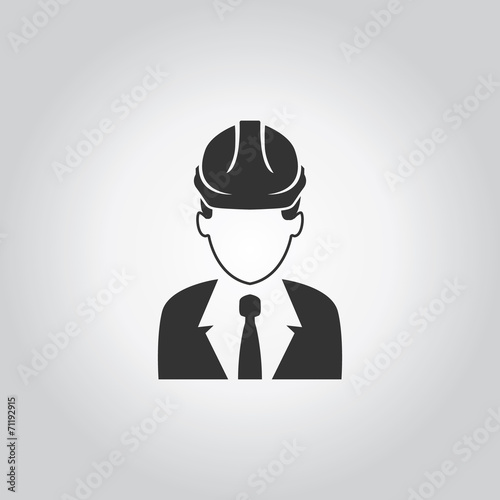 Person wearing hard hat icon. Industy black grey icons set. Flat