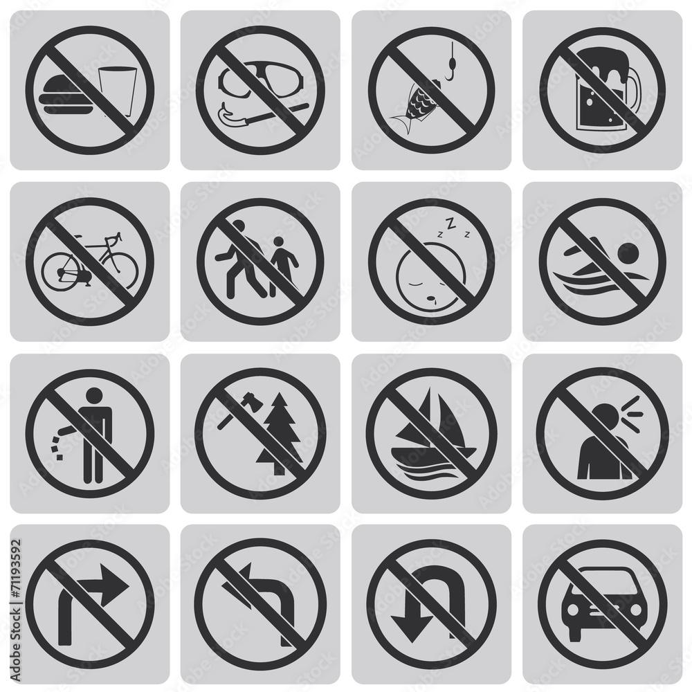 useful and unusual prohibited signs Black icon set3. Vector Illu useful and unusual prohibited signs Black icon set3. Vector Illu