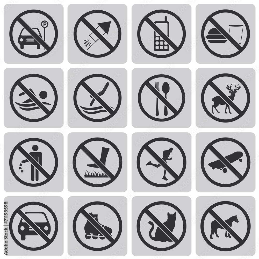 useful and unusual prohibited signs Black icon set2. Vector Illu useful and unusual prohibited signs Black icon set2. Vector Illu