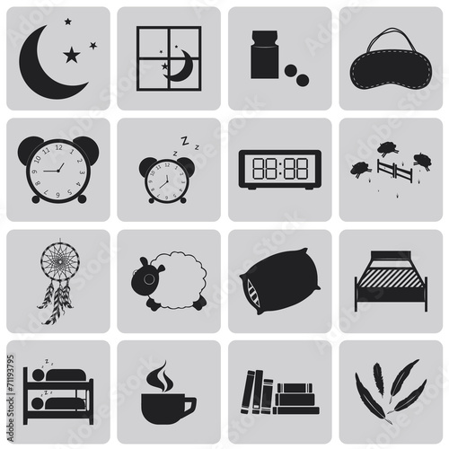 sleep concept black icons set. Black Vector Illustration eps10