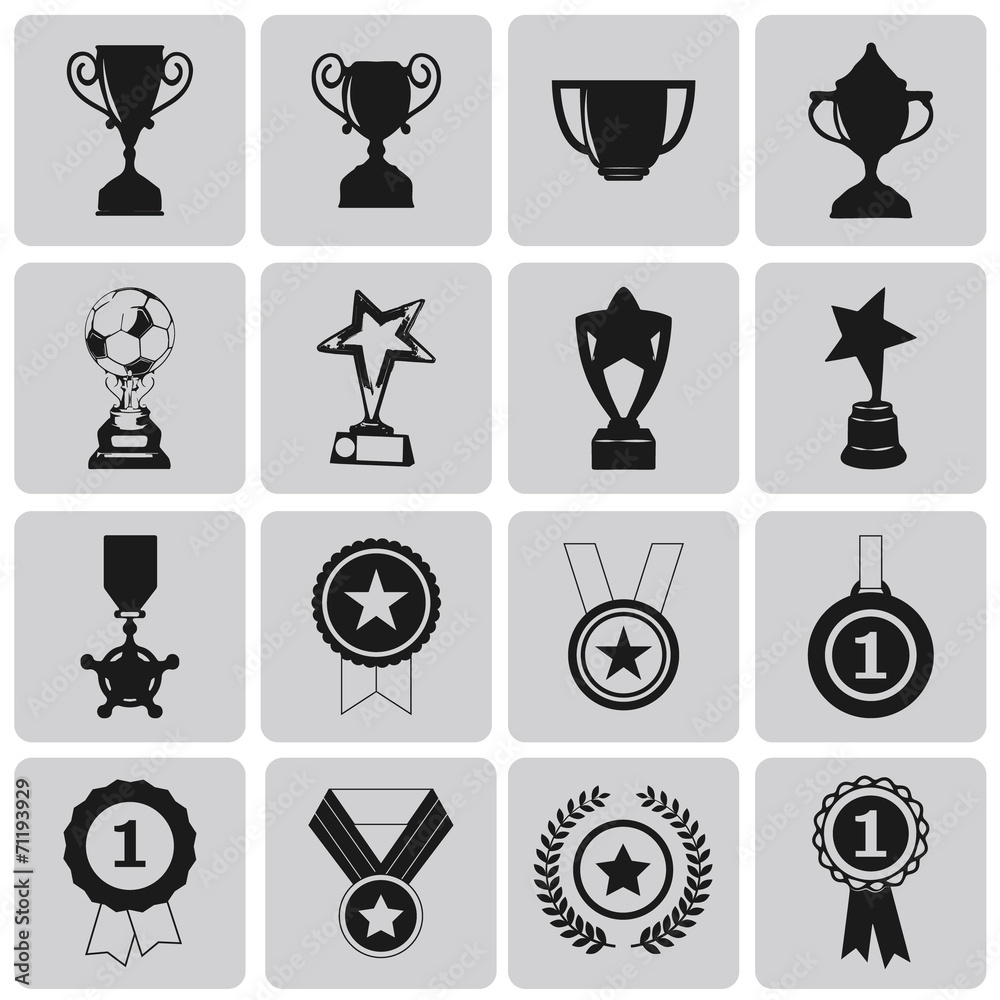 black trophy and awards icons set2. Black Vector Illustration ep black trophy and awards icons set2. Black Vector Illustration ep