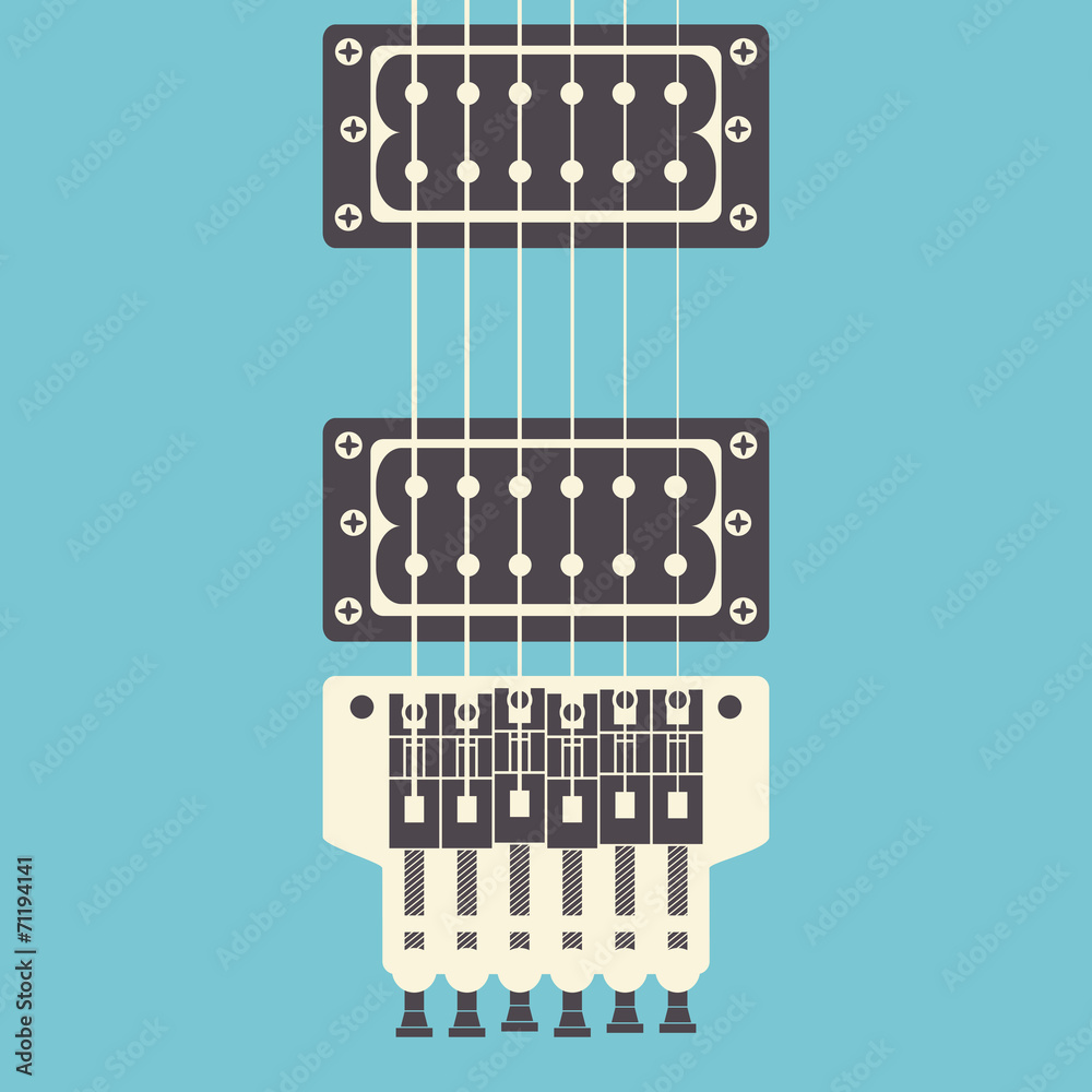 Fototapeta premium Retro electric guitar, close up, vector illustration