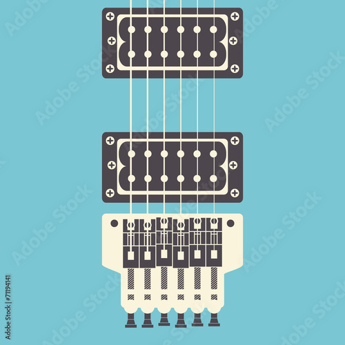 Retro electric guitar, close up, vector illustration