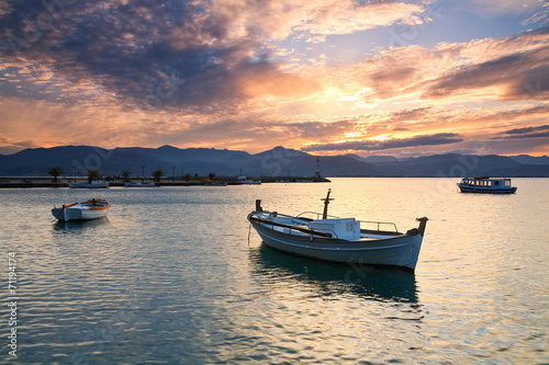 Fishing boats in Peloponnese  Greece.