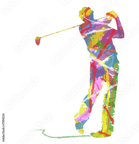 silhouette di golfista composto da colori