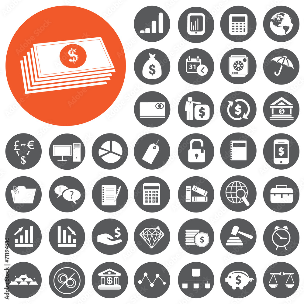 Investing & Finance Business Icons set. Vector Illustration eps1