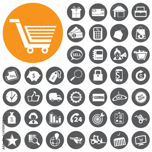 Shopping and E-commerce icons set. Vector Illustration eps10