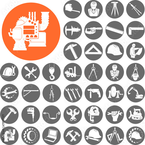 Engineer gears, tools icon set. Vector Illustration eps10