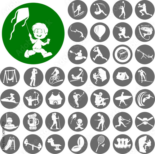Outdoor activities icon set. Vector Illustration eps10