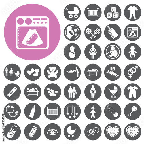 Baby pregnancy mother icons set. Vector Illustration eps10