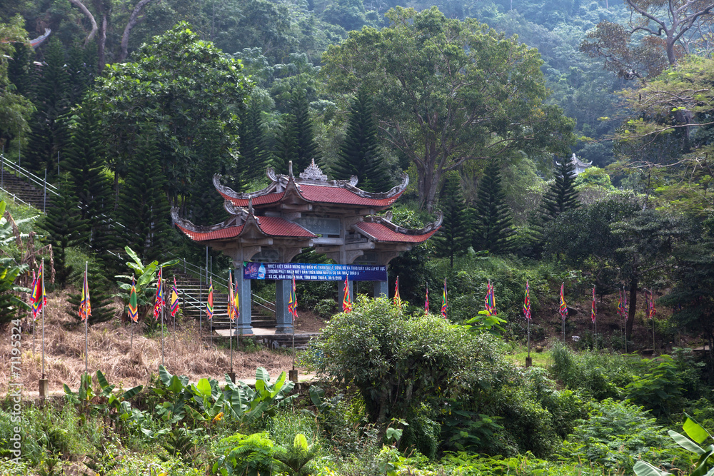 Main entrance gate to the Pagoda. Vietnam.