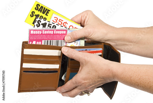 Thrifty Shopper Using Coupons photo