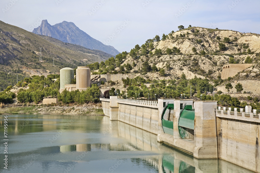 Dam of the reservoir Amadorio. Spain