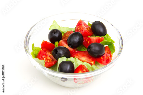 Fresh salad on bowl on white background