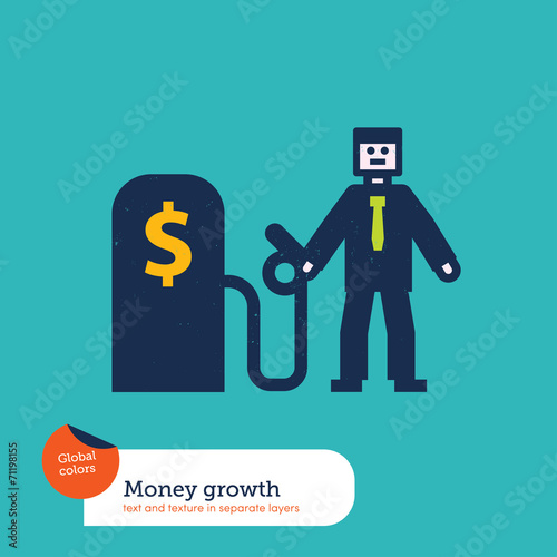Vector man with a money pump