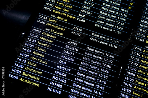 Departures flight information schedule in international airport