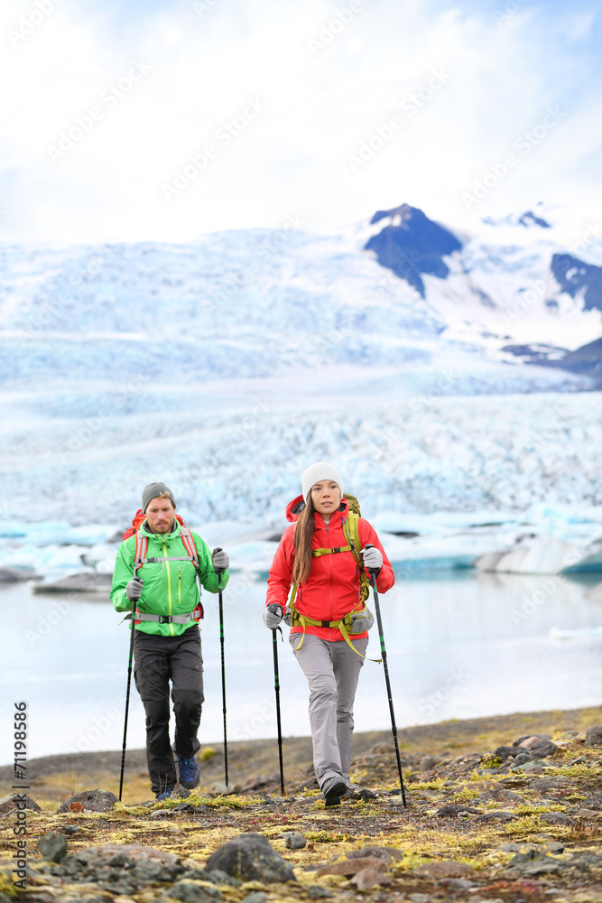 Adventure hiking travel people on Iceland