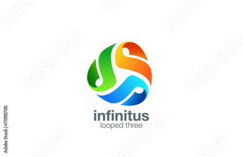 Logo triple Media business technology abstract vector design