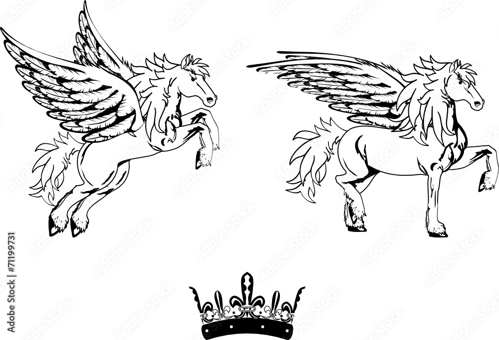 Pegasus Winged Divine Horse Tattoo Style Vector Illustration Stock Vector  by ©insima 203342924