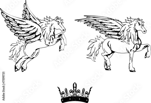 winged horse pegasus tattoo pack collection in vector format 