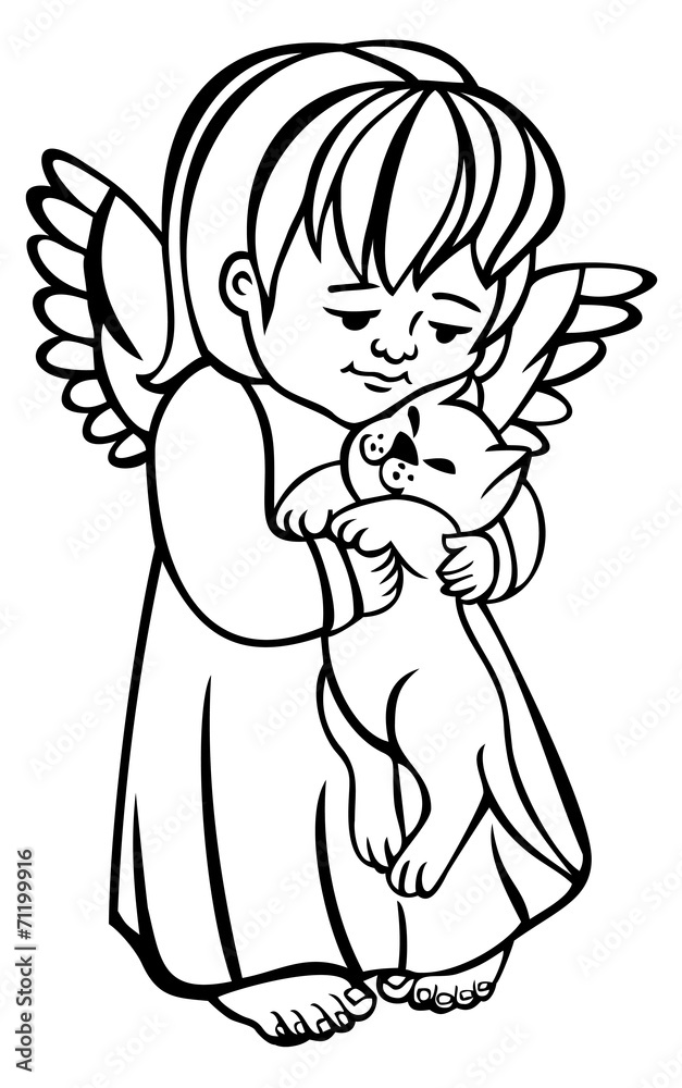 Fototapeta premium Angel with pet outline