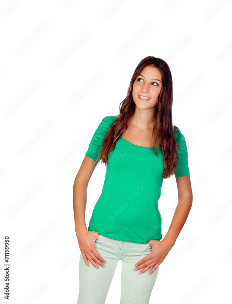 Atrractive young girl in green Atrractive young girl in green