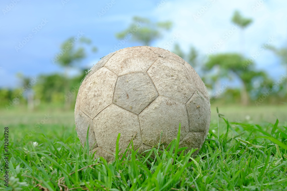 Fototapeta premium Old football on the ground
