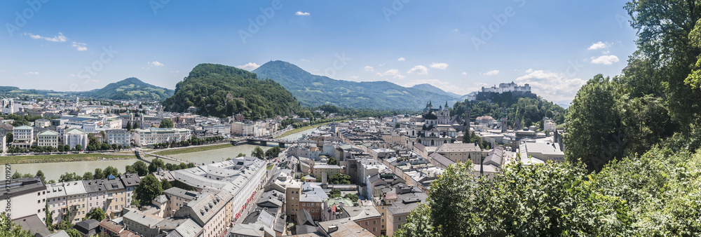 Naklejka premium Salzburg skyline as seen from the Mönchsberg viewpoint, Austria