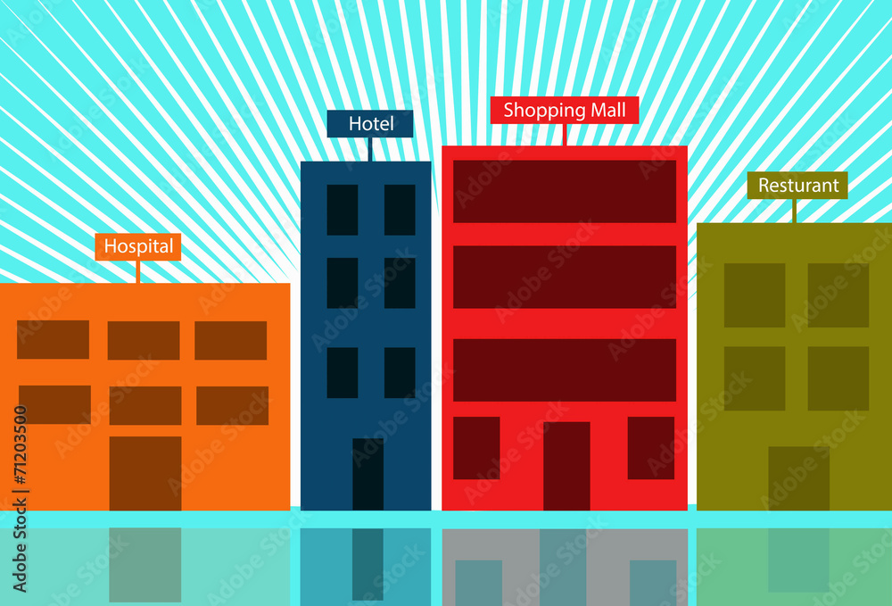 Modern building in town.Vector illustration