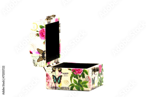 Box and beautiful butterfly pattern and flower On a box