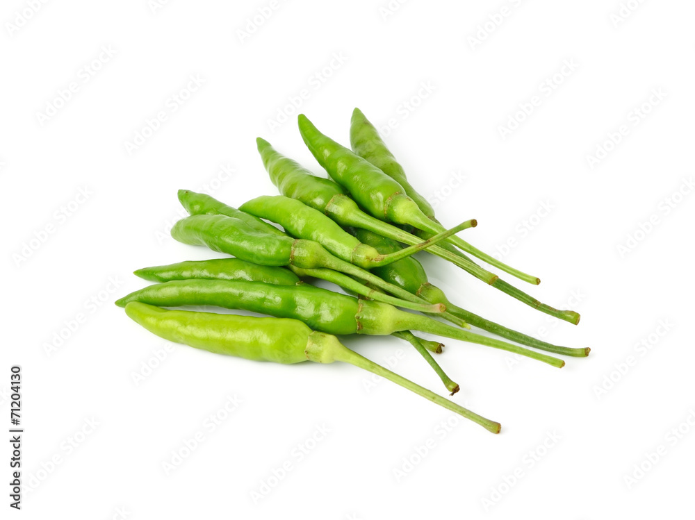green hot chilli peppers isolated on white green hot chilli peppers isolated on white