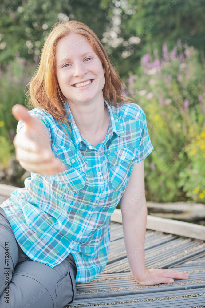 Obraz premium Woman Calls a Partner or a Friend