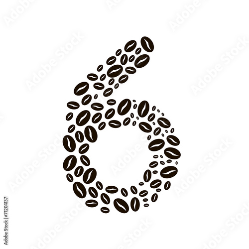 Number 6 made of coffee beans vector set