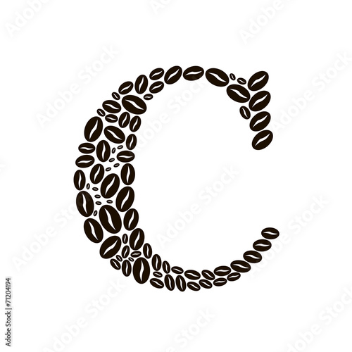 Letter C made of coffee beans vector set