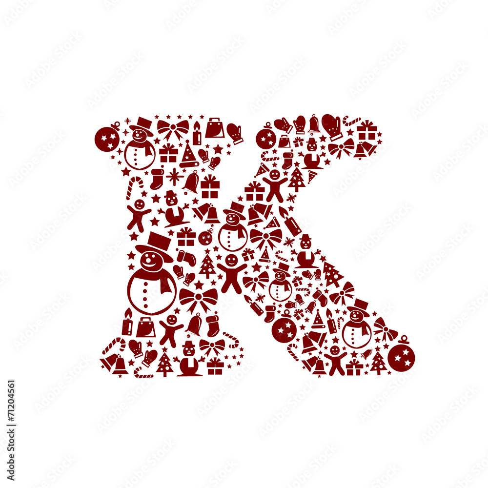 Christmas alphabet K on White Background Christmas alphabet K on White Background