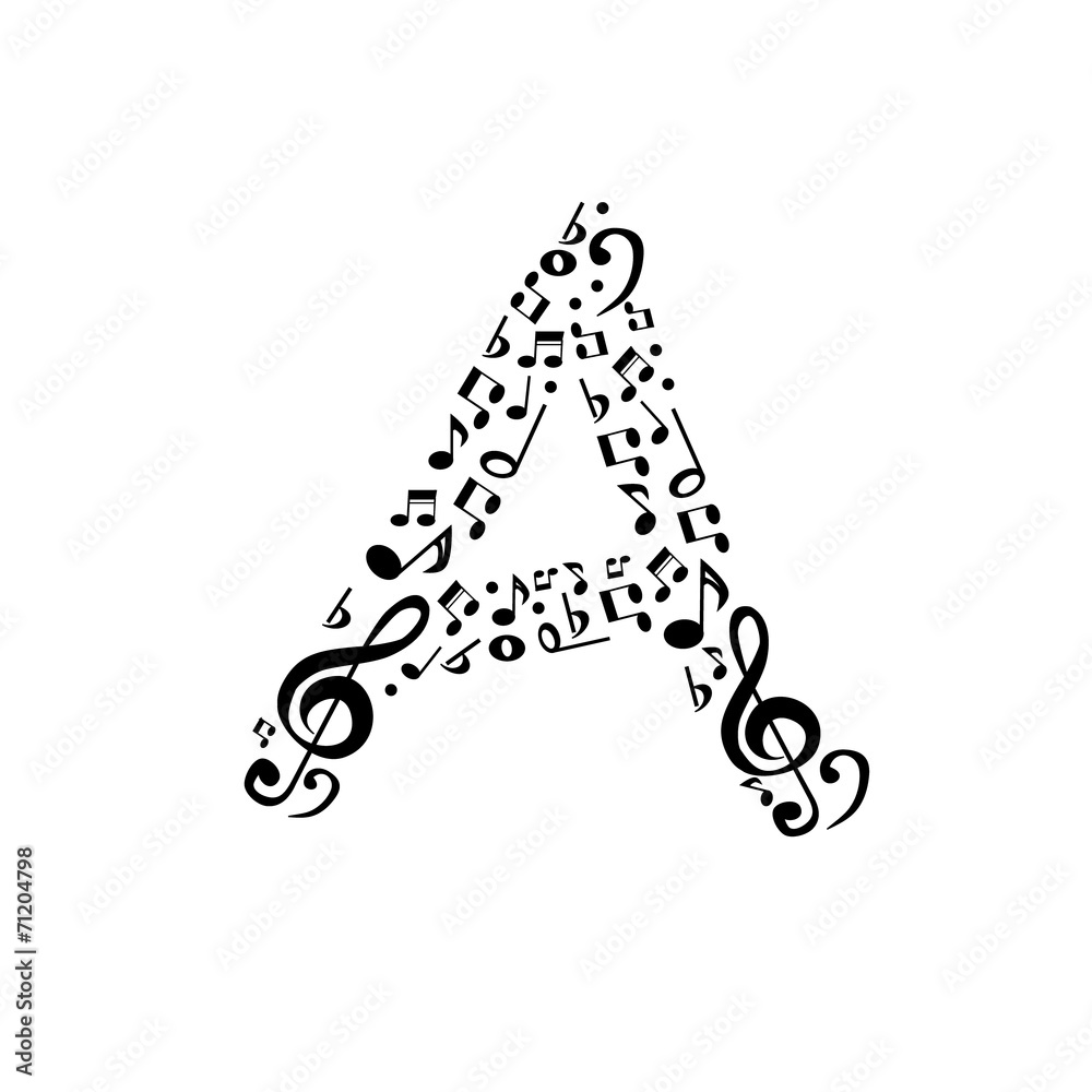 Abstract vector alphabet - A made from music notes - alphabet se Stock