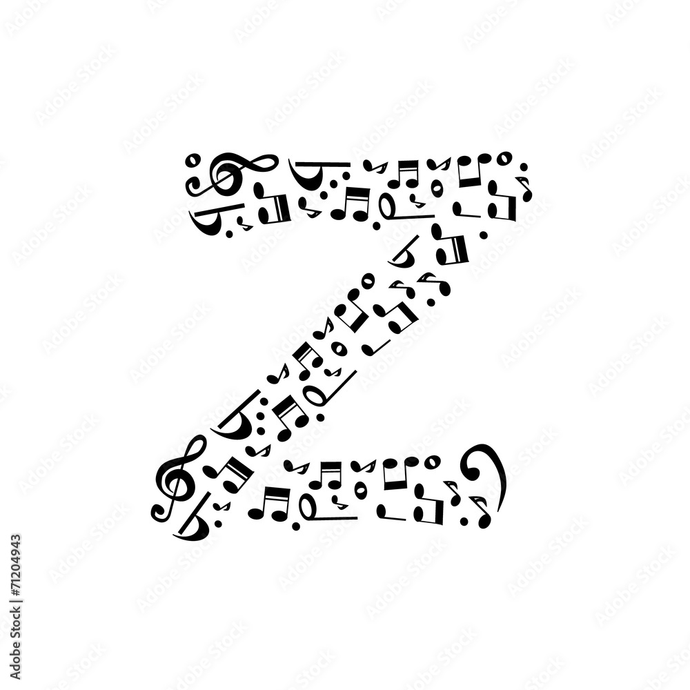 Abstract vector alphabet - Z made from music notes - alphabet se