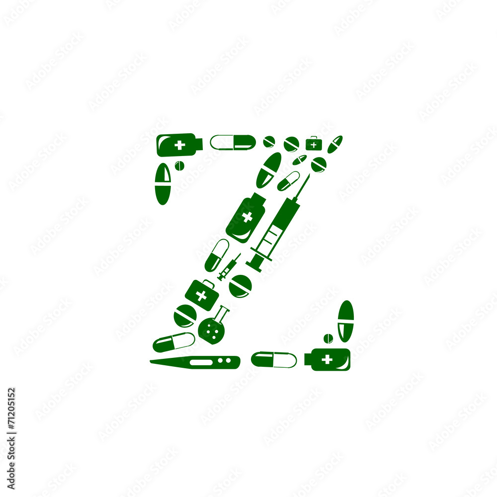 Letter Z, alphabet of medicine pills Letter Z, alphabet of medicine pills