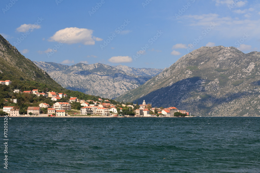 Fishing village on the coast of the Bay of Kotor. Montenegro