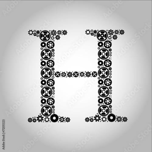Gear Silhouette Alphabet , H photo