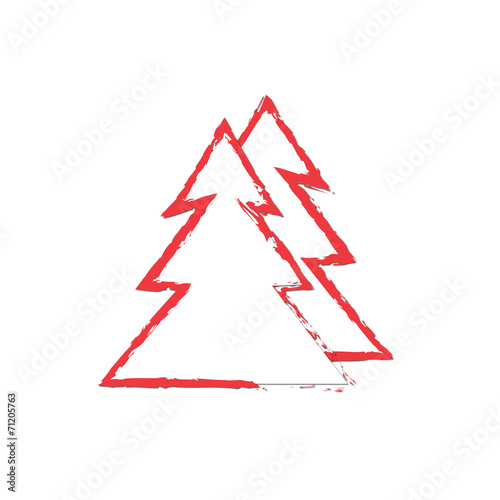 vector red christmas  tree