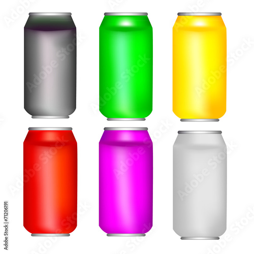 Different colors aluminium cans template