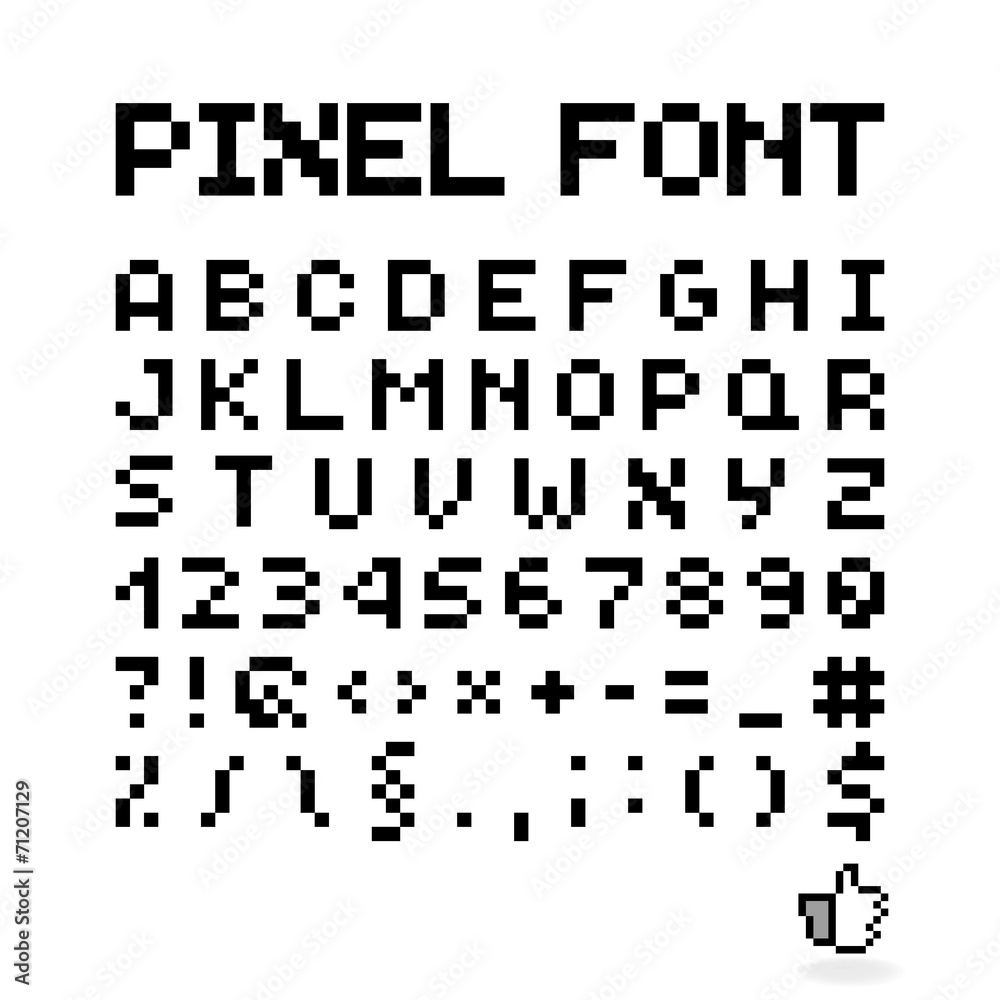 Pixel Font, Isolated Vector Letters, Alphabet