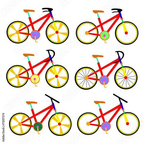 Red illustration bicycle, flat style