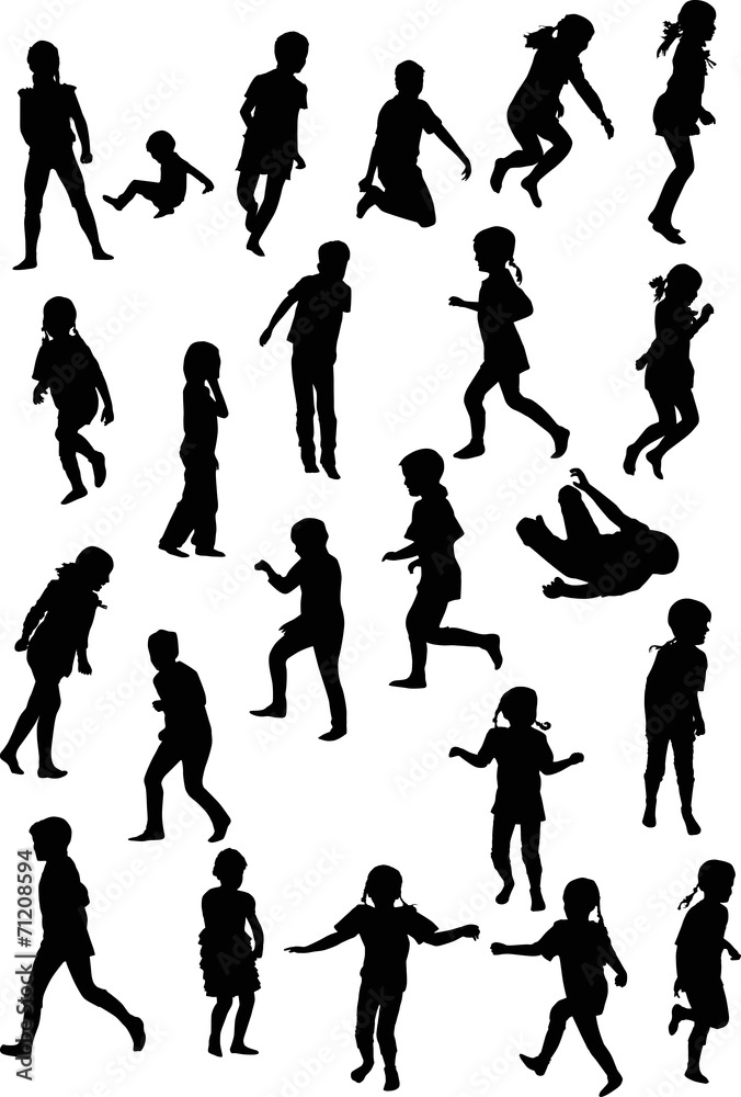 twenty three child silhouettes collection on white twenty three child silhouettes collection on white