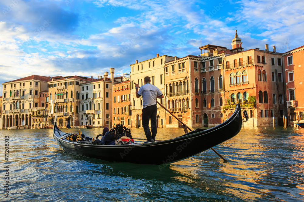 Fototapeta premium Gondolier on the Grand Canal, Venice Italy